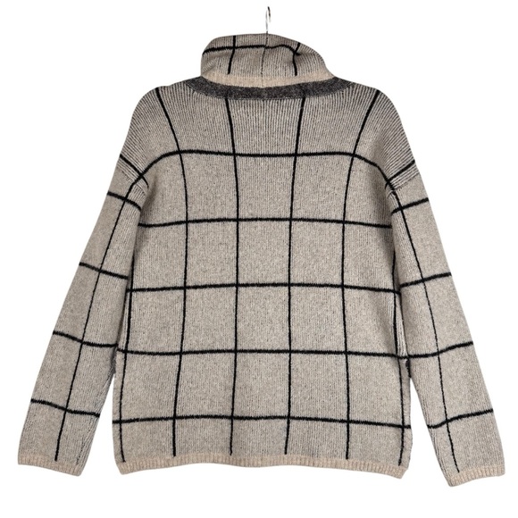Madewell Windowpane Wool Blend Turtleneck Pullover Sweater Size XS Gray - Picture 6 of 7